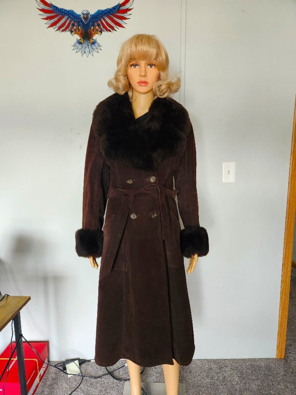 #774 Vintage suede leaather/lamb fur coat